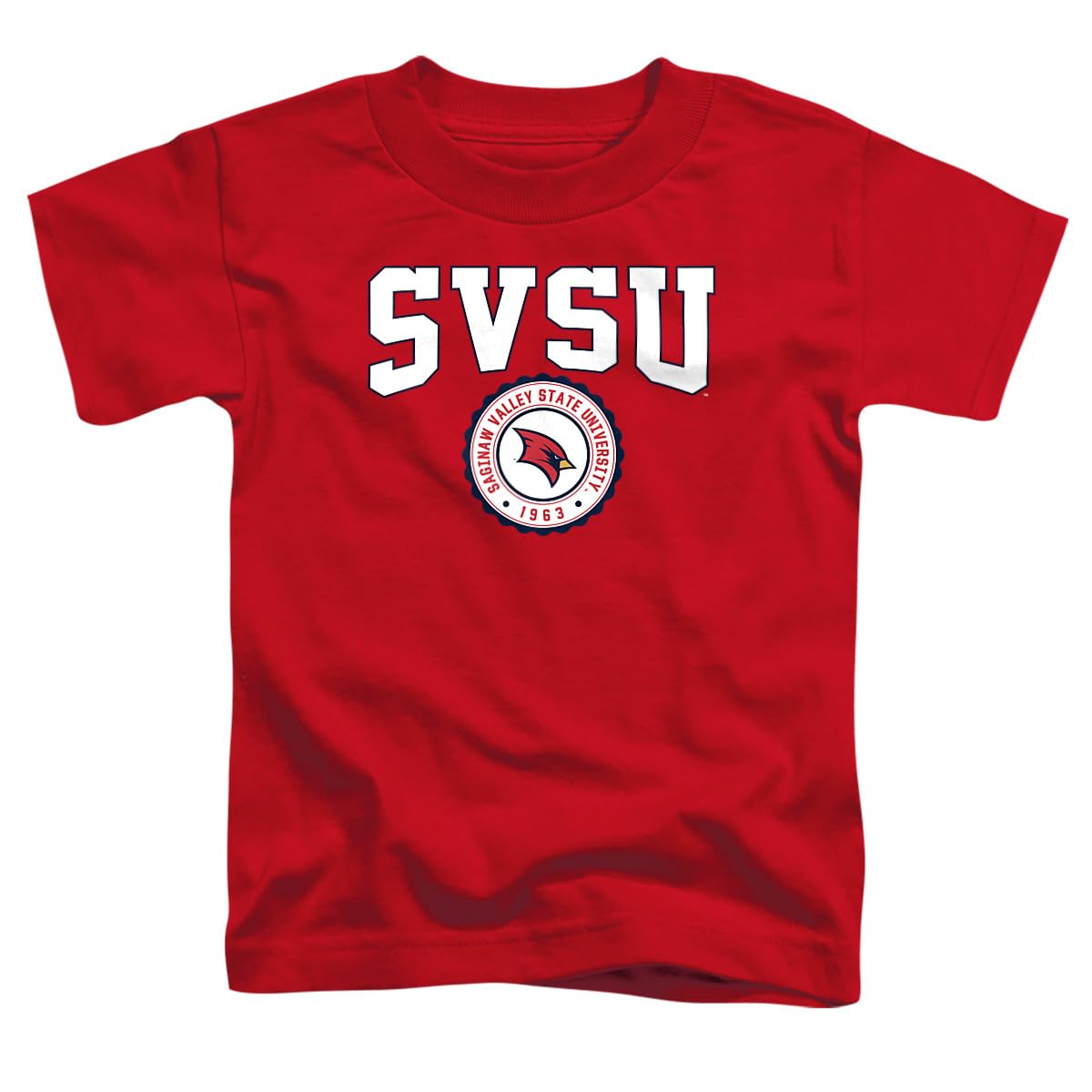 LOGOVISION Saginaw Valley State University Collegiate Seal Kids T Shirt (3) for Toddler Boys and Girls, Red