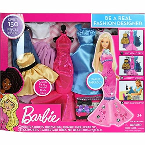 Tara Toys Barbie Be a Real Fashion Designer Classic Set DIY Doll Clothing Kit for Girls with Fabric, Ribbons, Stickers & Sketchbook Creative Fashion Toy for Ages 6+ by Tara Toys - Used condition - US$19.44