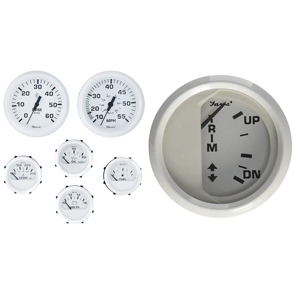 Faria Beede Instruments KT9797 Inboard Dress White 6-Gauge Boxed Set