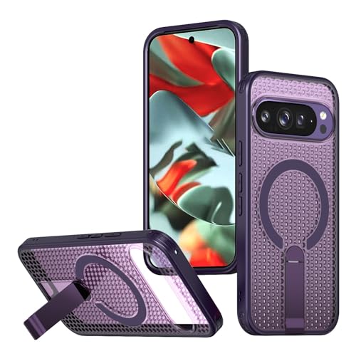 Coque Google Pixel 9 Pro 5G violette avec béquille pour regarder vos séries en voyage