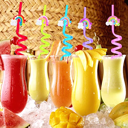 25 pitillos reutilizables de colores arcoíris para fiestas miniatura 5
