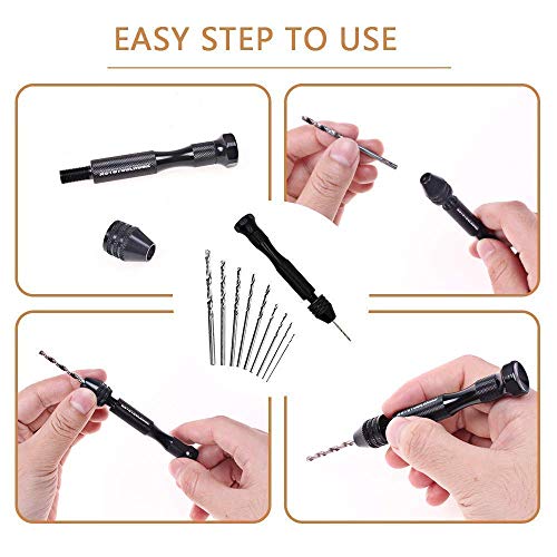Precision Pin Vise Hand Drill with 25pcs Micro Twist Drill Bits Set (0.5-3.0mm) Mini Hand Drill Rotary Tool for PCB,Metal,Wood,Jewelry,Plastic,Resin Manual Making DIY Assembling Drilling