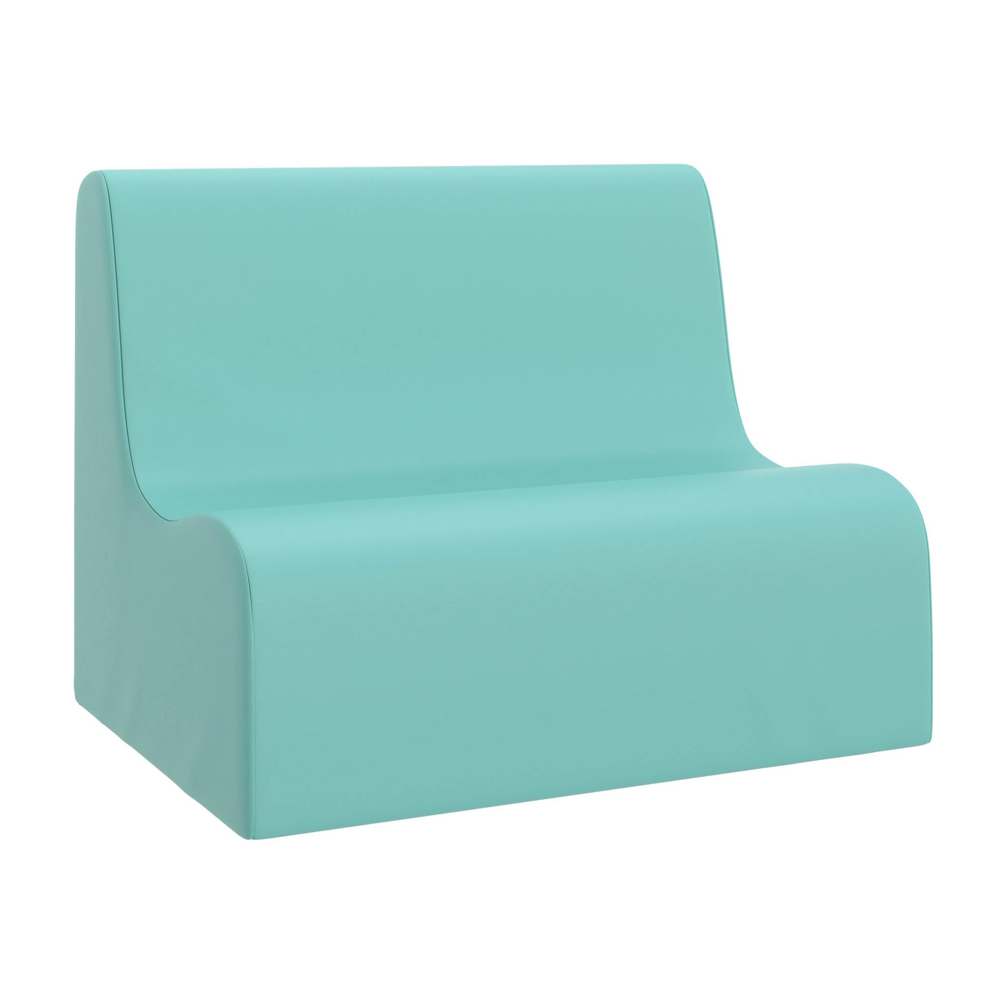 Children's Factory Medium Contour Sofa, Mix-and-Match Kids Chairs, Sofas, Corner Ottomans and Cubes, Foam-Filled and Water-Resistant, Flexible Seating for Classroom Elementary, Aqua Kids Couch