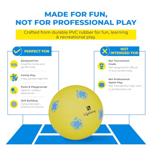 Image of Lifelong Football Lightweight PVC Ball for Kids & Adults, Ideal for Beach, Pool, Indoor & Outdoor Play, Soft Training Football for All Age - Size 5 (Age 13+ Years, Yellow)