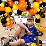 Quarantine Balloon Garland & Arch Kit, 74 Pack 12Inch 5Inch Black, Orange, Yellow, Silver Latex Balloons Strip Set with Caution Tape for Quarantine Birthday Party Decorations Construction - Image 3