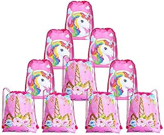 10 Pack Unicorn Drawstring Birthday Gift Bags for Girls,Unicorn Party Bags Supplies for Kids Birthday Party Favors