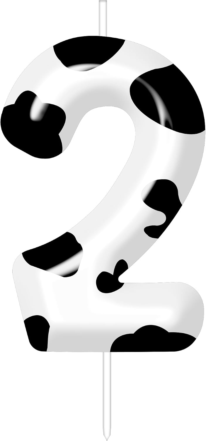 Cow Birthday Candles Number 2 Cow Candle for Cake Topper, Birthday Anniversary Party Decorations Cake Decor Cow Theme Numbe Candles Birthday Christmas Supplie