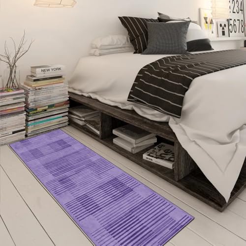 Alfombra de cocina transitable y lavable de 70 x 150 cm con diseño moderno lila 3
