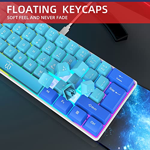 Image of Snpurdiri 60% Wired Gaming Keyboard, RGB Ultra Compact Mini Keyboard, Waterproof Mechanical Touch, Small Keyboard for PC /Mac Gamer, Typist, Travel, Easy to Carry on Business Trip (Blue-Wathet)
