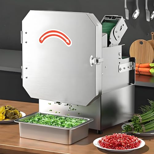 WTRYRN Cortadora de cebollino Comercial de 700 RPM, 150 kg/Hora, picadora de Cebolla Verde, apio y perejil, Grosor Ajustable para Picar Hierbas y Verduras. 220V