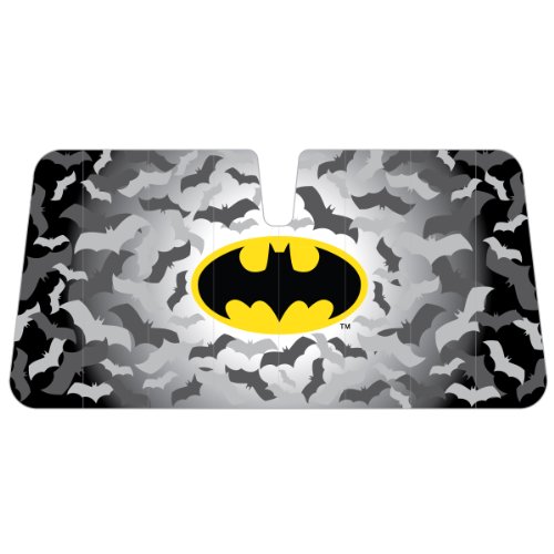 LA Auto Gear Batman Colored Logo with Bats in Background DC Comics Comics Superhero Character Car Truck SUV Front Windshield Sunshade - Accordion Style