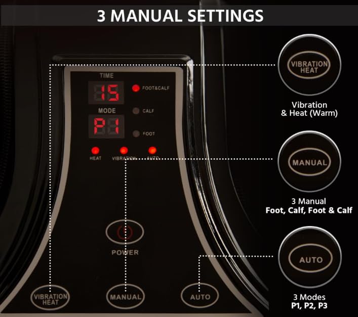 WTP Calf, Foot and Leg Massager Machine for Home - Pain Relief Massage for Legs - Heat + 4 Vibration Motors - Rolling, Kneading, and Shiatsu - Improve Blood Circulation, Dark Brown, 80W (LLM99)