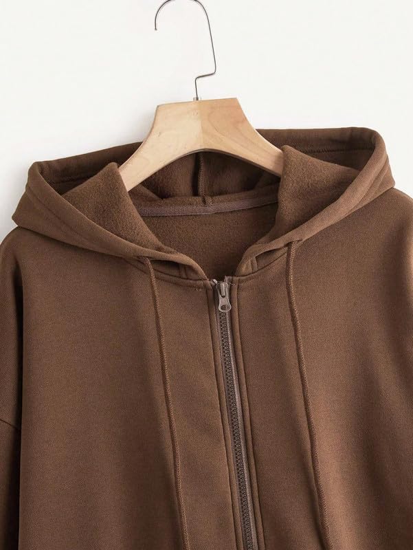 Image of Imsa Moda Women's Polycotton Fleece Plain Hooded Neck Full Zipper Winter Jacket Sweatshirts Casual Hoodie with Kangaroo Pocket