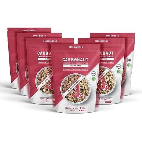 Carbonaut Gluten Free Granola, Cinnamon Apple Crumble | Keto-Certified & Non-GMO | Perfect Keto Granola For Cereal, Yogurt, or Snacking | Only 3g of Carbs Per Serving, 10 oz (Pack of 6) Cover