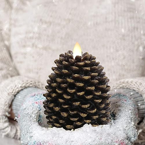 Eldnacele-Pine-Cone-Flameless-Candles-Battery-Operated-with-6-Hour-Timer-Unscented-Real-Wax-Flat-Wick-Flickering-Pinecone-LED-Candles-Christmas-Home-Holiday-Decoration2-Pack-Brown Eldnacele Pine Cone Flameless Candles Battery Operated with 6 Hour Timer Unscented Real Wax Flat Wick Flickering Pinecone LED Candles Christmas Home Holiday Decoration2 Pack Brown