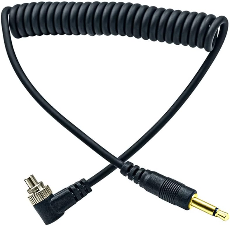 3.5mm Plug to Male Flash PC Sync Cord Cable 12" 12 inch for Studio Photography Coiled Cable