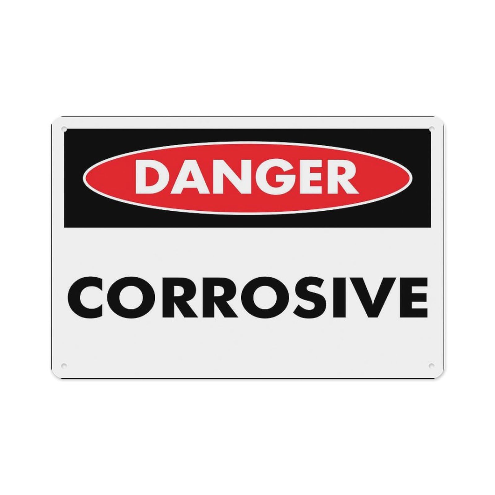 peiyeety Danger Corrosive Sign Aluminum Tin Warning Signs for Home Outdoor Garden 8X12 Inches