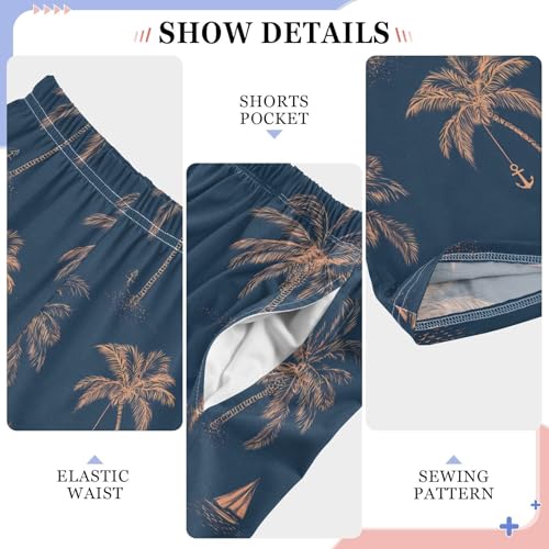 ALAZA Sailboat Palm Tree Blue Pajama Lounge Pants Long Sleep Pajama Bottoms with Pockets4
