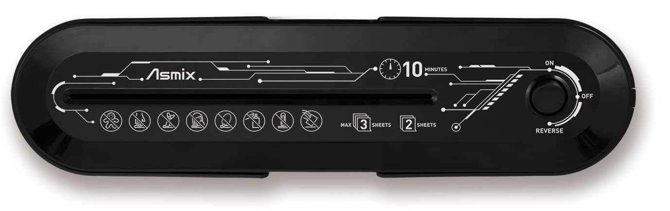 Trituradora de papel para oficina en casa, diseño compacto negro, 2 hojas de papel de corte transversal, 10 minutos de tiempo de funcionamiento B08BK