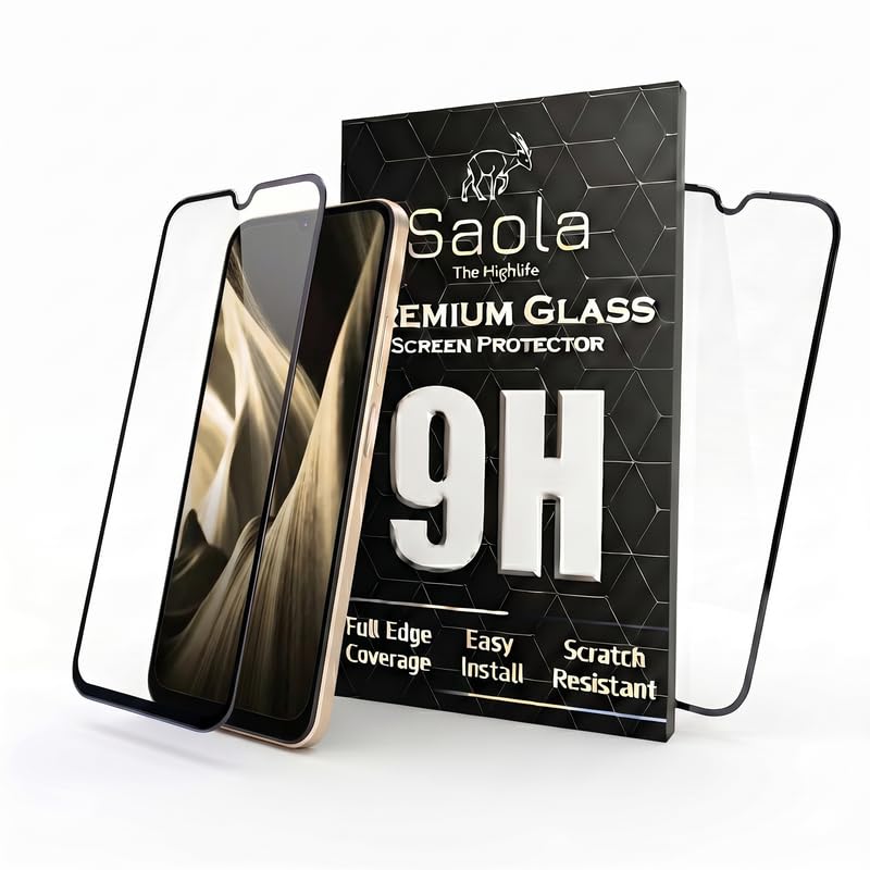 Image of Saola HD+ Oleophobic Tempered Glass For Poco C85X (Pack Of 2) with Hassle-less Installation Kit. Full screen Coverage. 6.9 inch