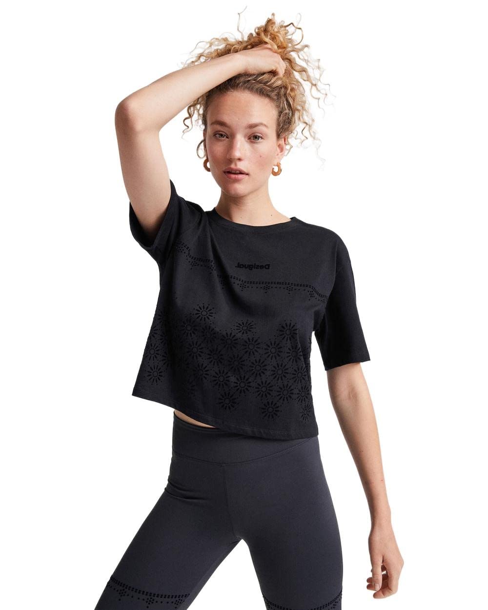 Desigual Women's TS_Padel T-Shirt, Black, XL