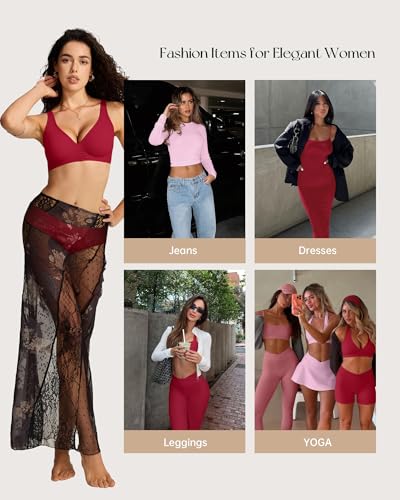 Image of OEAK Seamless Thongs for Women Invisible Thongs No Show Thong Panty Liners Tangas Comfortable Workout G-Strings Underwear Wine Red XL