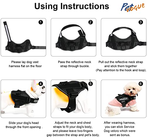 Image of PetVogue Dog Harness with 3M Reflective|No Pull Dog Body Belt|Reflective Dog Vest Oxford Fabric|Soft Padded Easy Control Dog Chest Neck Belt|No More Pulling & Choking|for All Size Dogs, Medium,Black