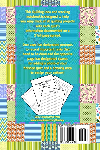 Quilting Planner: 6" x 9" Idea and Planner book with designated prompts for 60 Quilt Projects - Image 2