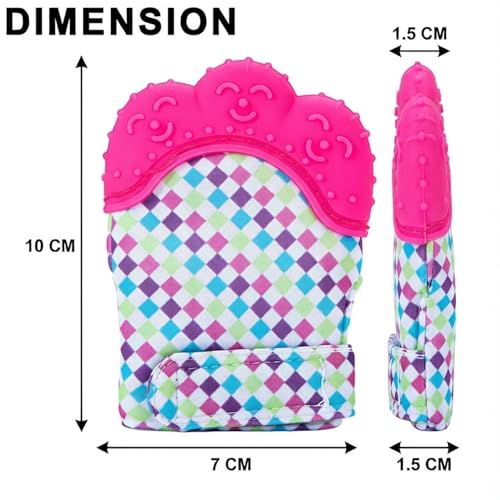 Image of FunBlast Baby Teething Mitten - Soft Silicone Teether Glove for Infants, BPA-Free, Safe & Comfortable Teething Toy for 3+ Months Babies, Toddlers, Infants (Pink)