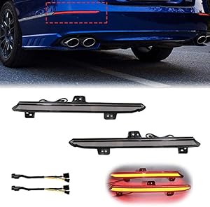 PGTOPONE Smoked Lens Rear Fog Light Bumper Reflector Brake Tail Sequential Flash Singal Lights Lamp For 2018-2020 Honda Accord 10th (Smoked Lens)