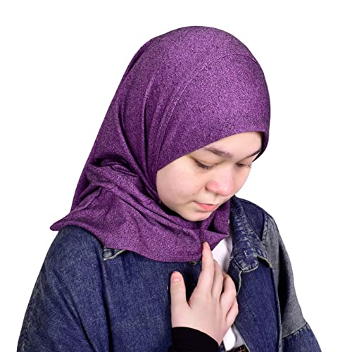 MuLanLegend Nur Denim Hijab | One Piece Instant Slip on Head Scarf | Lightweight Stretchy Soft Comfy Cover for Girls