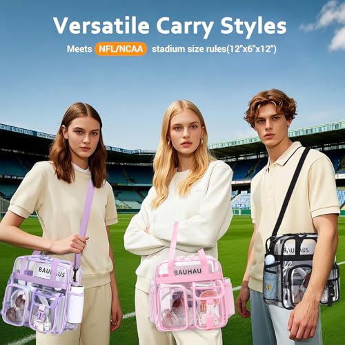 Image of Clear Tote Bag, Heavy Duty PVC 12x 12x6 in Clear Bag for Stadium Events for Women Men