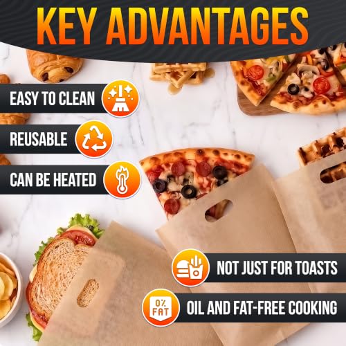 Image of 12 Pack Toaster Bags Reusable, 3 Sizes, Non-Stick, Heat Resistant