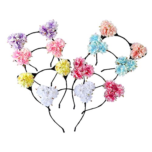 Cat Ears Headband Hair Hoop – AWAYTR 7PC Party Garland Beach Headband Girls Kids Headdress Christmas Gift