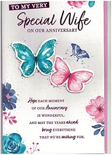 EXTRA LARGE WIFE ANNIVERSARY CARD. 8 PAGE INSERT. 12 X 7.5 INCHES.