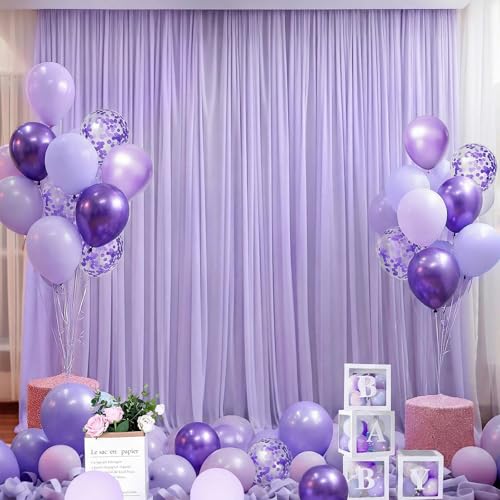 Image of Dark Purple Balloons 55pcs Pastel Light Purple Balloons 12inch for Purple Birthday Wedding Baby Shower Party Decorations