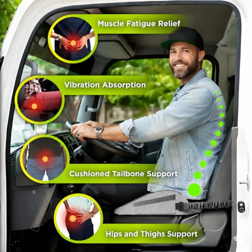 Image of Truckules Medium Big Rig Truck Seat Cushion, Black, Thick Memory Foam