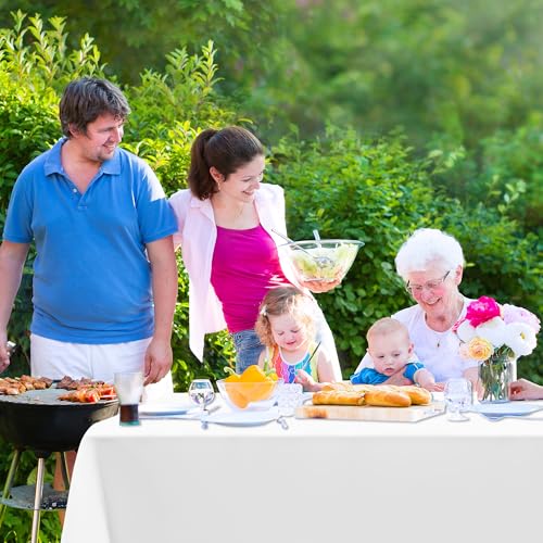 4 Packs White Plastic Tablecloth, Sturdy Disposable Table Cloth, 54 X 108 Inches Paper Table Cloths for Parties Disposable, Effortless Cleanup for Picnic Table Cloths Parties Birthday and Any Occasion - Image 3