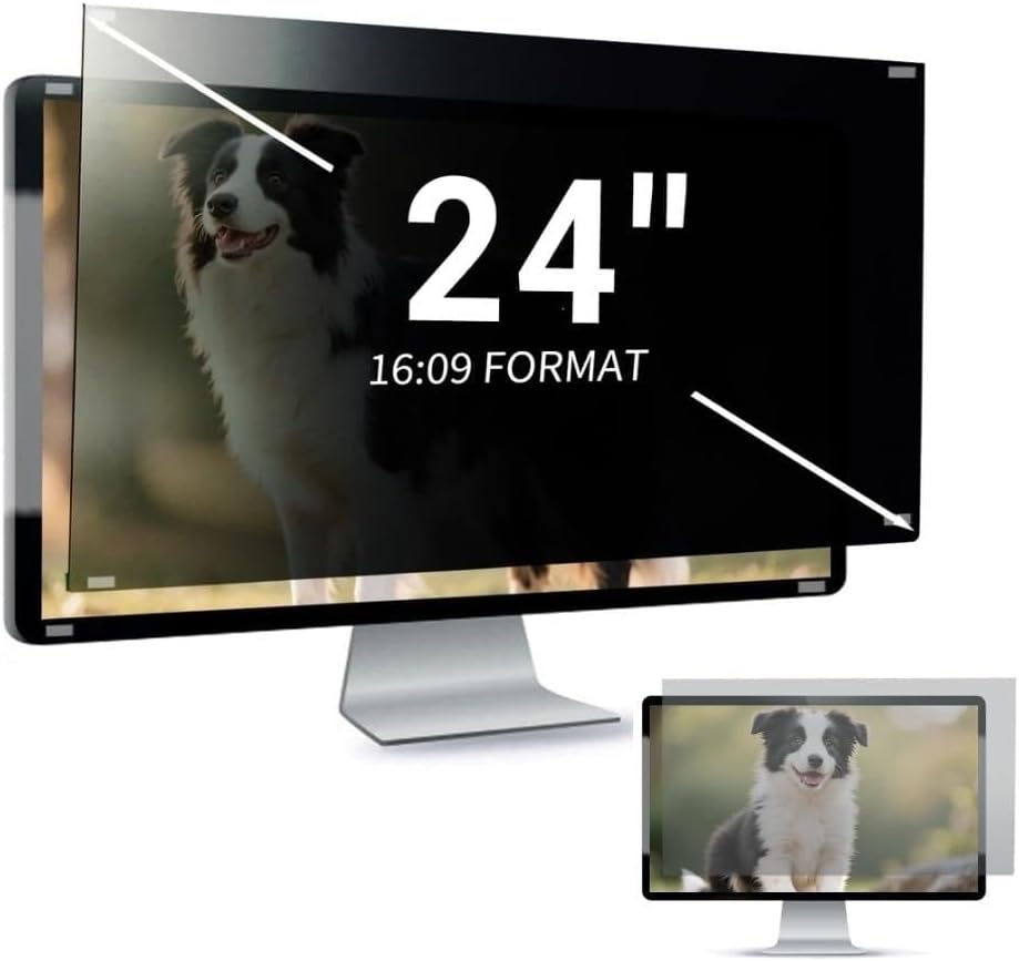 [5 Pack/Family Size] Eliwhale 24 Inch Computer Privacy Screen Filter for 16:9 Widescreen PC Monitor Privacy Shield, Matte Anti-Glare Bluelight Block and Anti-Spying, Eye Healthy Protector Film with Width*Height: 531mm*299mm