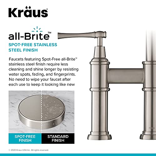 Kraus Allyn Transitional Bridge Kitchen Faucet And Water Filter Faucet Combo In Brushed Gold, Kpf-3121-Ff-102Bg #TOP6