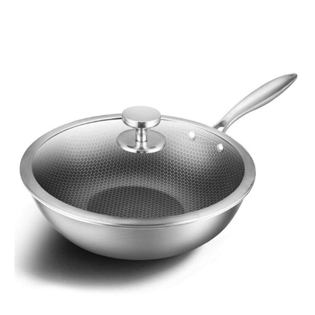 Wok Ze Stali Nierdzewnej 304, W Pełni Pokryty Warstwą Plastra Miodu, Kuchenka Indukcyjna, Kuchenka Nosmoke, Uniwersalna, Garnek Do Smażenia Na Patelni, Żeliwny