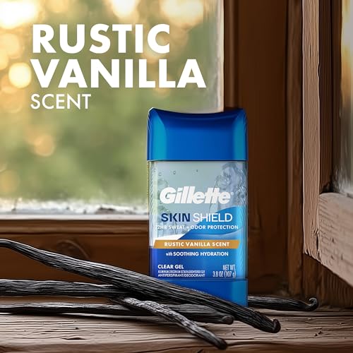 Gillette Antiperspirant Deodorant for Men, SkinShield, 72hr Sweat & Odor Protection, Fights 99% Odor-Causing Bacteria, Soothing Hydration with Vitamin E, Clear Gel, Rustic Vanilla Scent, 3.8 oz - image 6