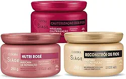 Eudora Kit Máscara Capilar Siàge: Cauterização, Reconstrução e Nutrição dos Fios 250g + Nutri Rosé