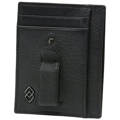 Alpine Swiss Double Diamond Mens RFID Money Clip Front Pocket Wallet Black