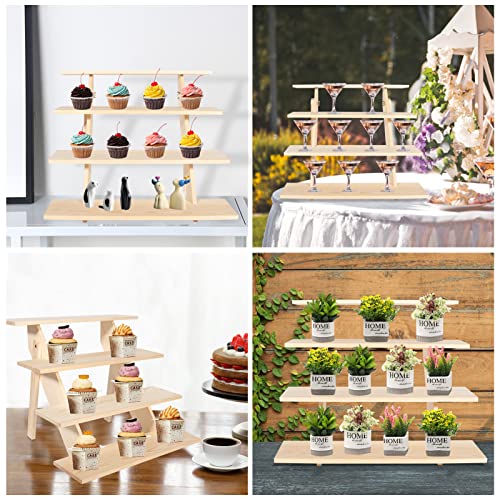 Zyp ZYP2023211128 4-Tier Wooden Retail Display Riser Wooden Display Stand Cupcake Stands Tool Free Rustic Risers Table Display Stand thumb #4