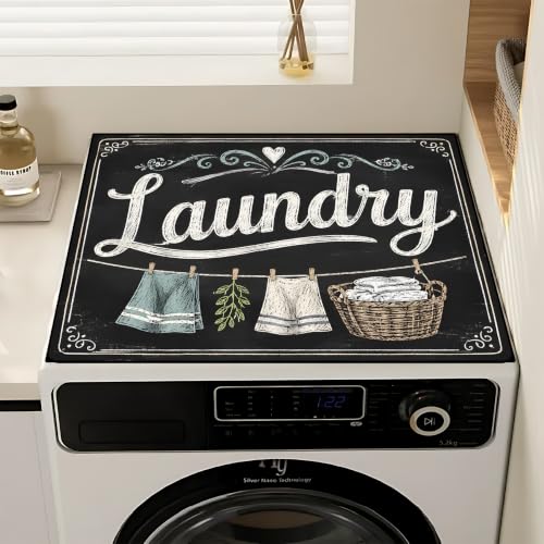 Image of Washer and Dryer Topper for Top,23.6 inch x 19.7 inch Washer Dryer Countertop Mat, Waterproof & Anti-Slip Dryer Top Protector Mat (Laundry Chalkboard, 23.6x19.7inch)