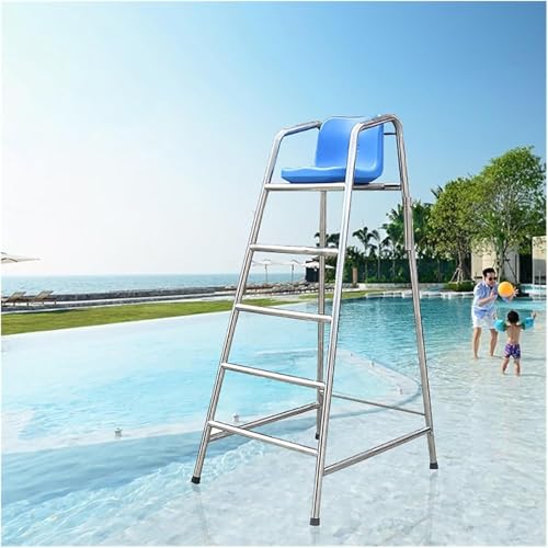 AVLLSO Stahl Poolleiter 6ft groß Pool Hochstuhl für Rettungsschwimmer, Rettungsschwimmer-Beobachtungsstuhl mit Haken und Sitz, Belastet 660lbs
