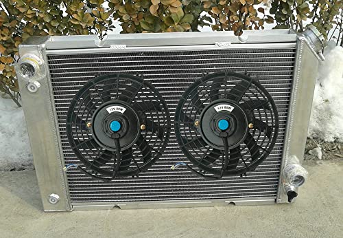 FSMOTO Radiador de aluminio + ventiladores para 1984-1988 Pon-tiac Fiero GT/SE/Sport/Indy/Mera/Formula I4 V6 2.5L 2.8L 151Cu 173Cu transmisión automática y manual