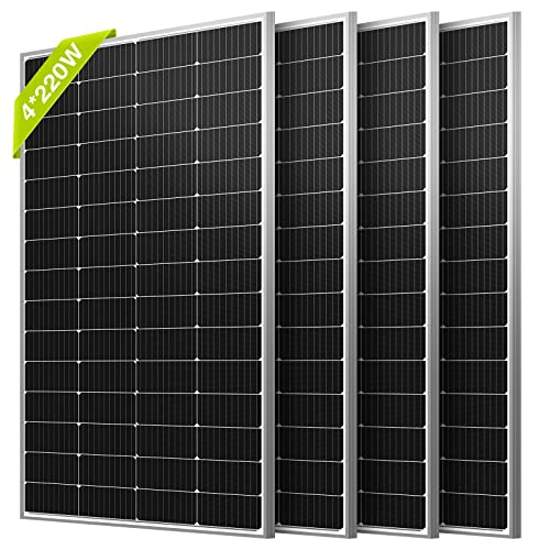 Image of Newpowa 4PCS 220W 12V 10BB Cell Monocrystalline Solar Panel, High Efficiency 220 Watt Solar Module for 12/24 Volt System, RV Boat House Rooftop Residential Commercial House Off Grid (220W*4PCS)