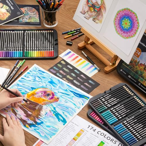 Shuttle Art 174 Colored Pencils Set with 1 Coloring Book, 1 Sketch Pad, 4 Sharpeners - image 8